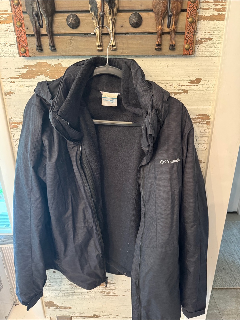 Columbia Kids Black Hooded Rain Jacket
